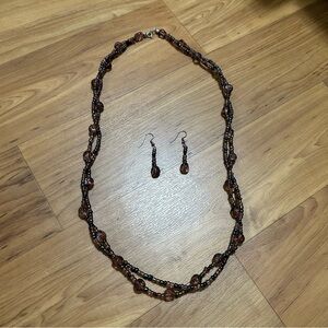 Twisted Beaded Necklace and Earring Set
